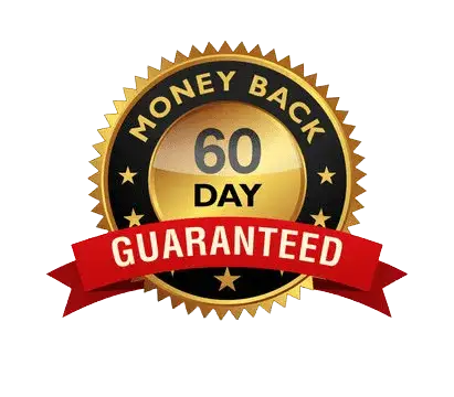 Trust badge highlighting 60 day refund guarantee for nitric oxide support formula designed for male vitality and confidence